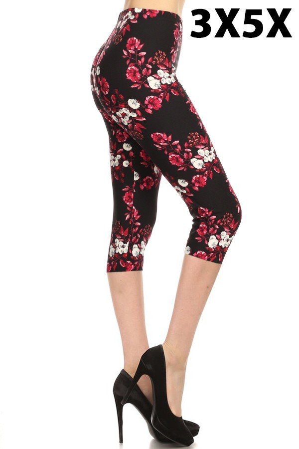 3X5X CAPRI PINK/WHITE FLORAL Print Ankle XPlus Size Leggings – Mishy Lee  Boutique