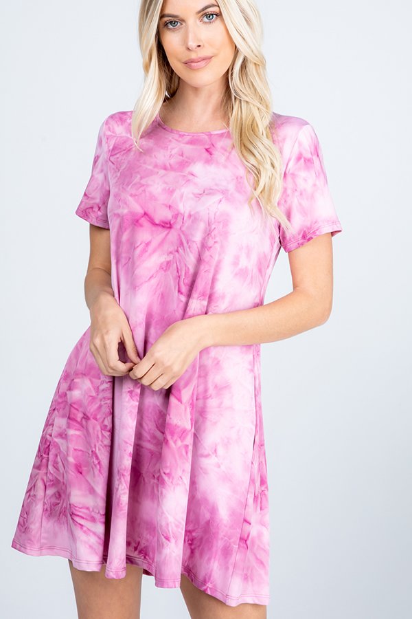 Tie Dye Monogram Colors Short Sleeve A Line Dress – Wimziy&Co.