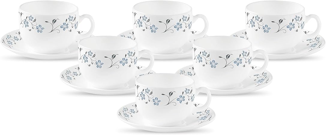 LaOpala Diva Grace Blue Tea Cup & Saucers Set of 6 (220ml)