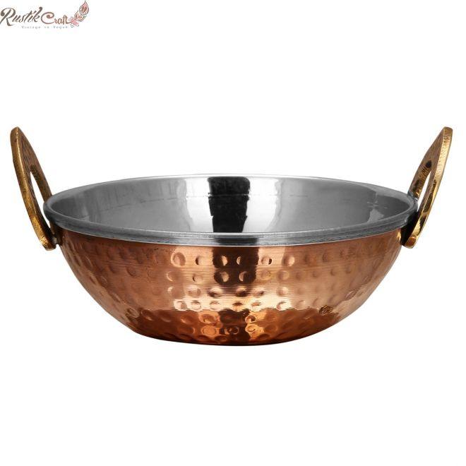 Copper Steel Serving Kadai Bowl Dia 11, 13.5 and 15 cm Domestic/ Commercial