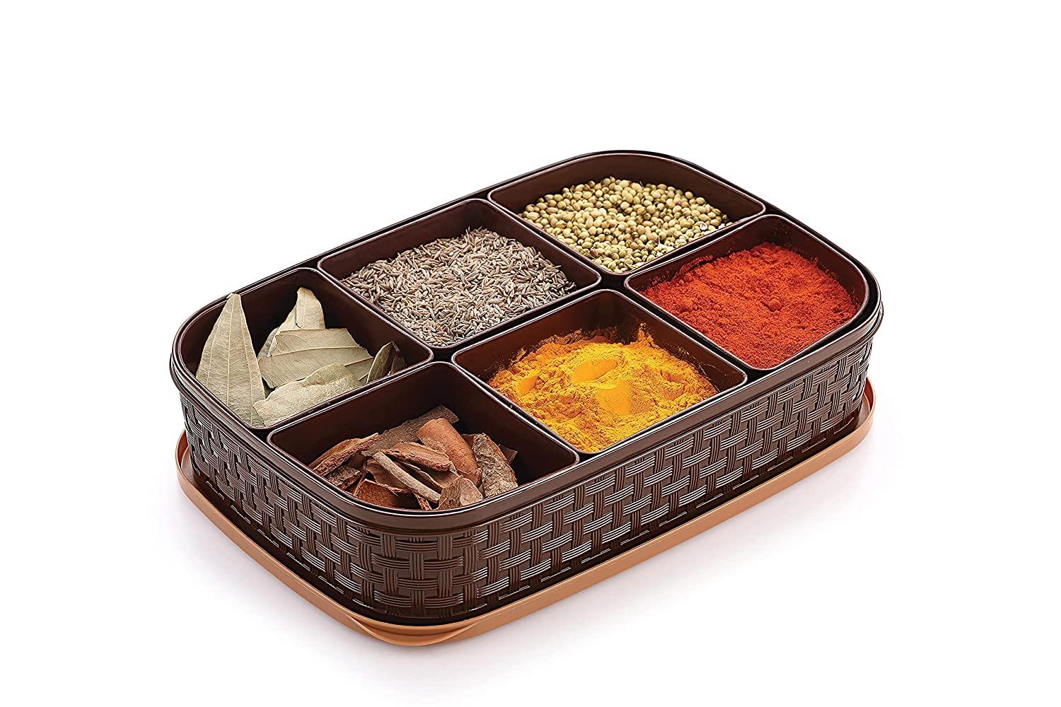 Nakoda Gemini Masala Spice Box | Spice Souk Plastic Keeper Box 1pc(colour depend on availability)