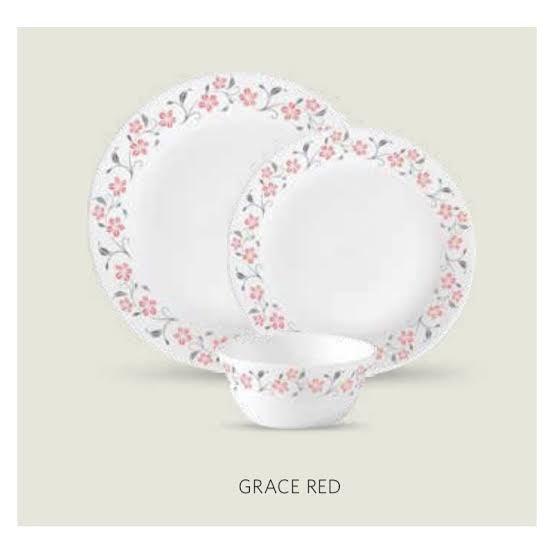 Diva From La Opala Grace red Dinner Plate Set, 6-Pieces(Plates Only)