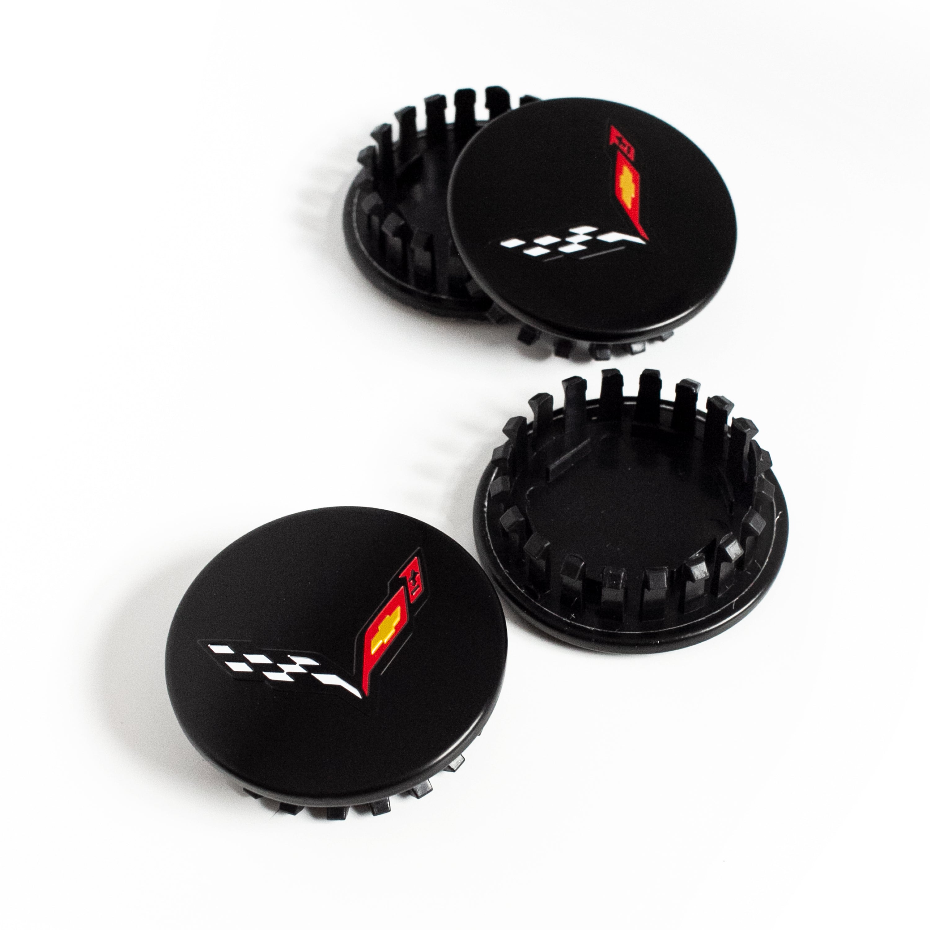 4 PCS 67mm Chevrolet Corvette Wheel Cap plastic Black Car Custom Hub W