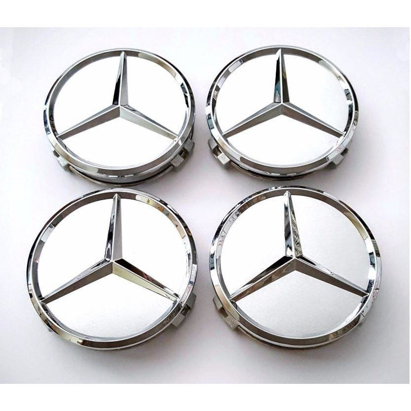 4x 75mm Silver Gray Mercedes Benz Wheel Center Caps 6 Side Auto