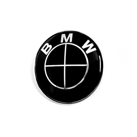 82MM BMW BLACK & WHITE EMBLEM HOOD BADGE 2 PINS