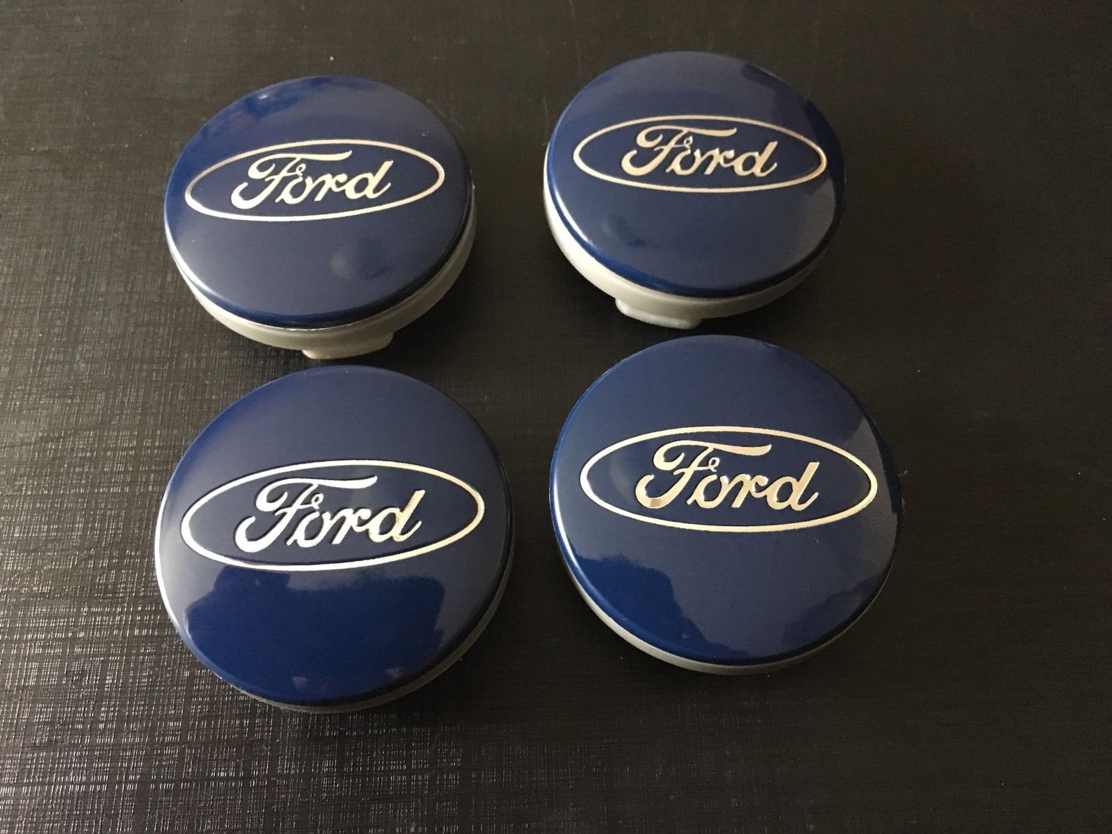 4x 54mm Ford Blue Wheel Center Caps 6 Side Auto