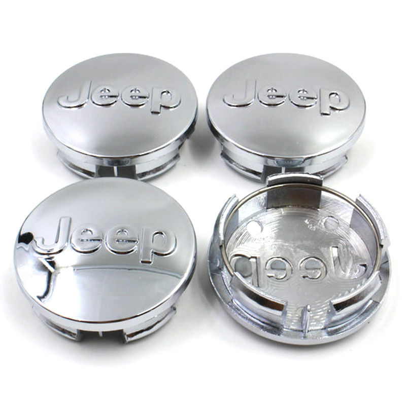 4x 64mm Jeep Chrome Wheel Center Caps 6 Side Auto