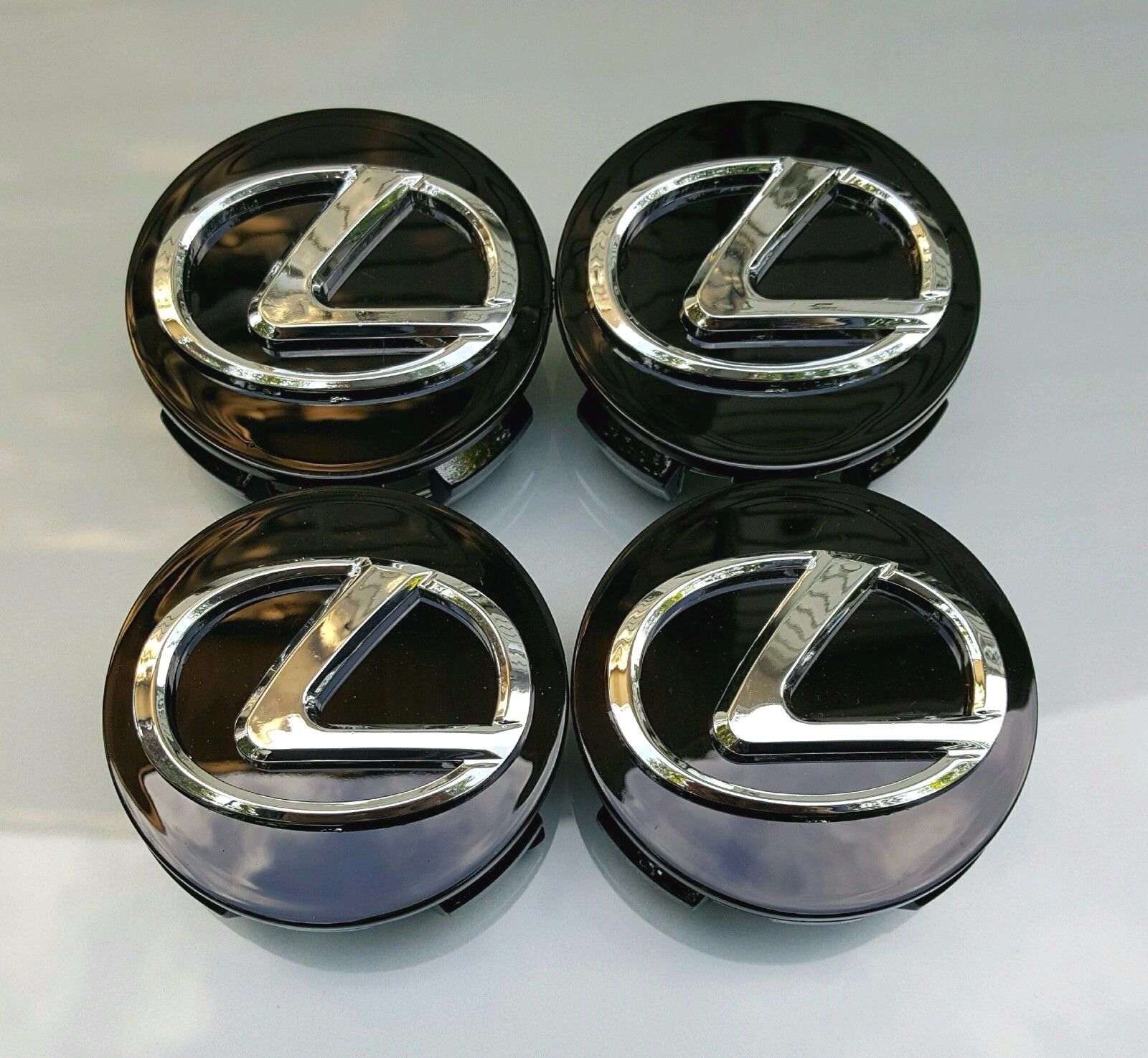 4x 62mm Lexus Glossy Black Wheel Center Caps 6 Side Auto