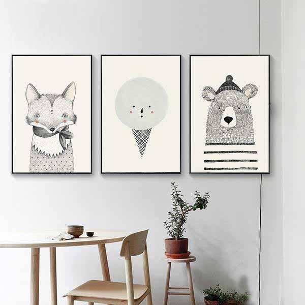 Wall And Room Kids Nursery Canvas Print Nordic Wall Art Unframed Free Shipping