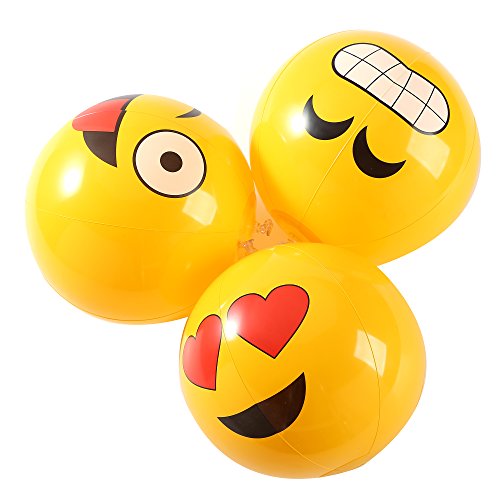 Fun Central Az900 12 Pieces 12 Inches Emoji Inflatable Beach Balls Fun Emoji Beach Balls Emoji Beach Balls For Kids Perfect For Beach Parties