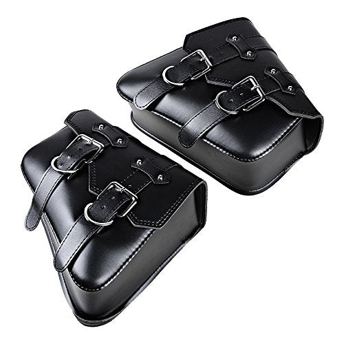 1 Pair Left Right Black Pu Leather Right Solo Side Swing Arm Saddle Bag For Harley Sportster Xl883 Xl1200