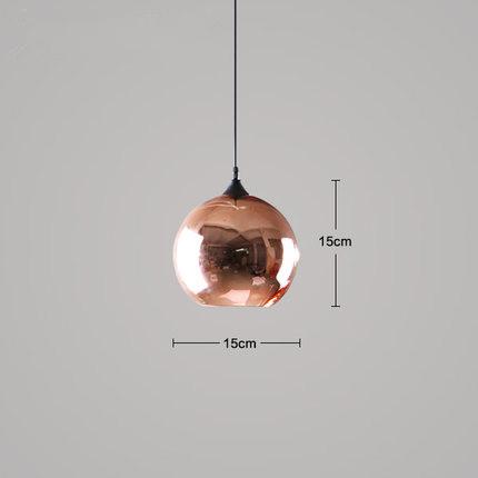 Copper And Glass Pendant Light copper plated glass spheres pendant lamp diner stairs light bar mirror space ball glass pendant light