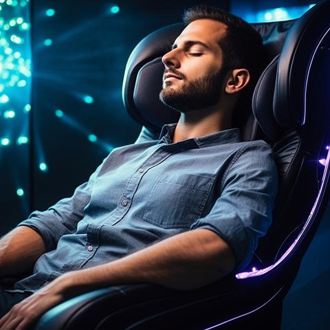 Relaxed man on a masssage chair