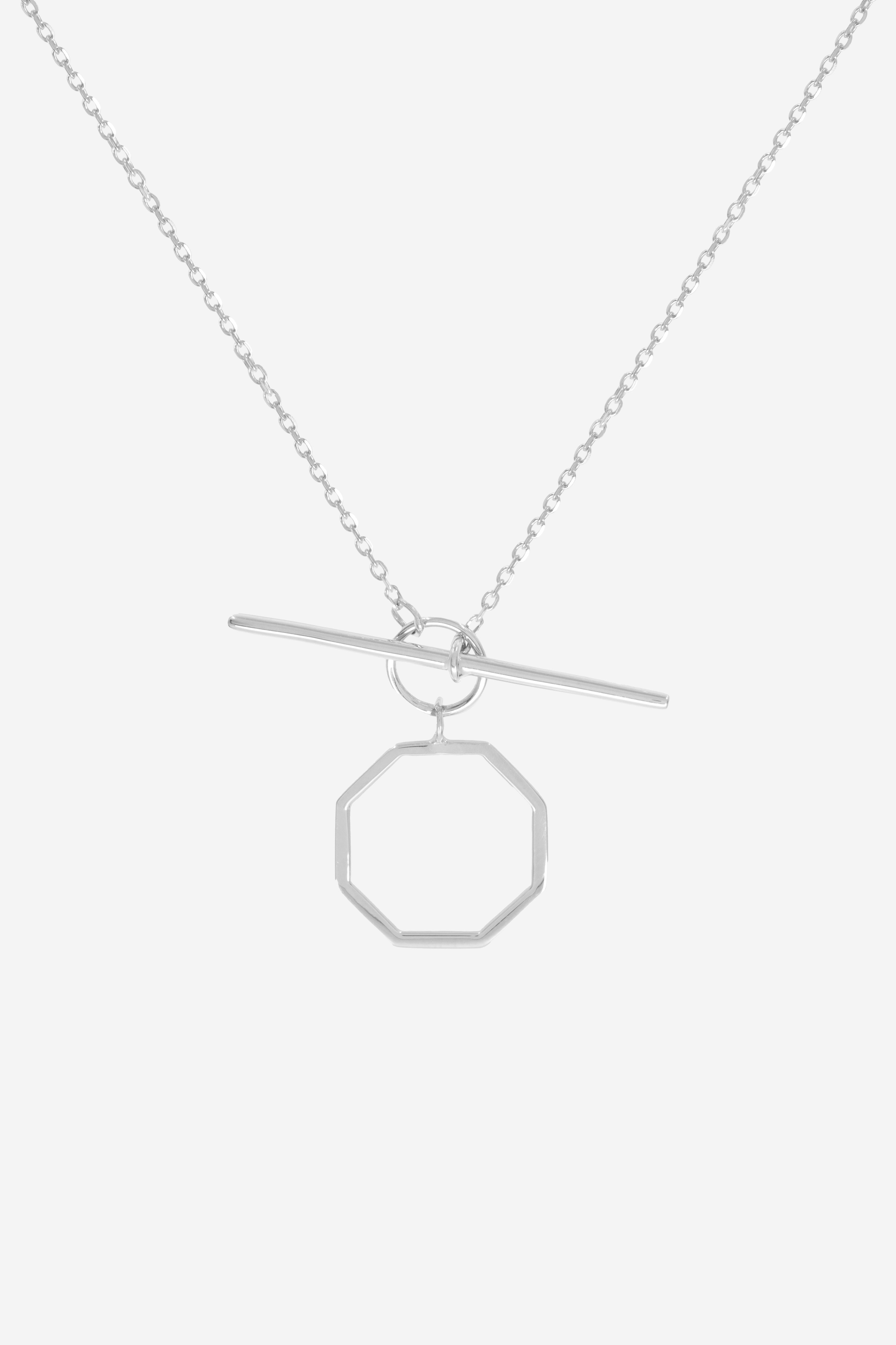 T-Bar Octagon Necklace | Silver