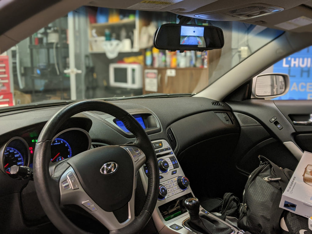 Genesis coupe rearview mirror backup camera screen