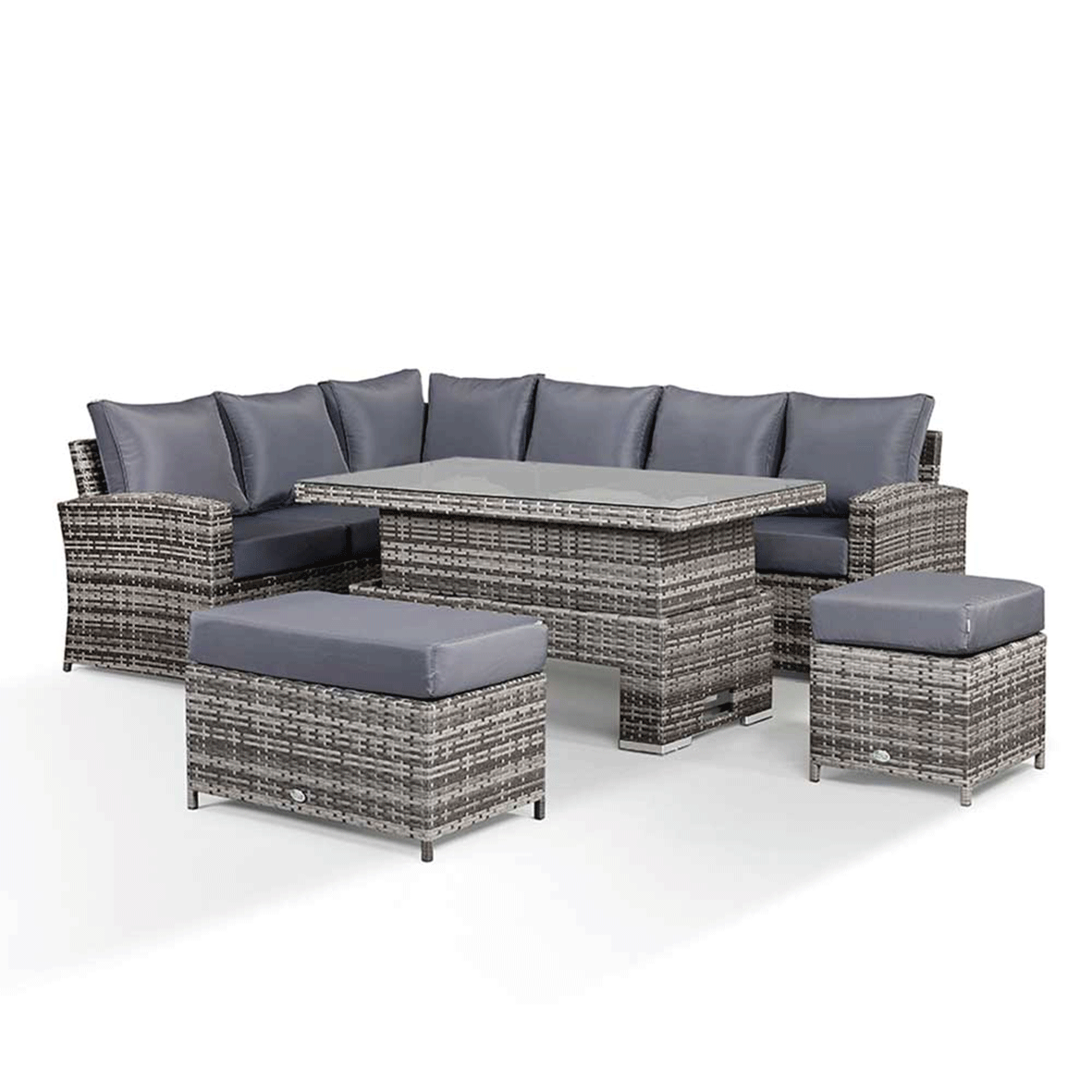 Club Rattan Harmony Outdoor Corner Sofa Set with Rising Table in Grey