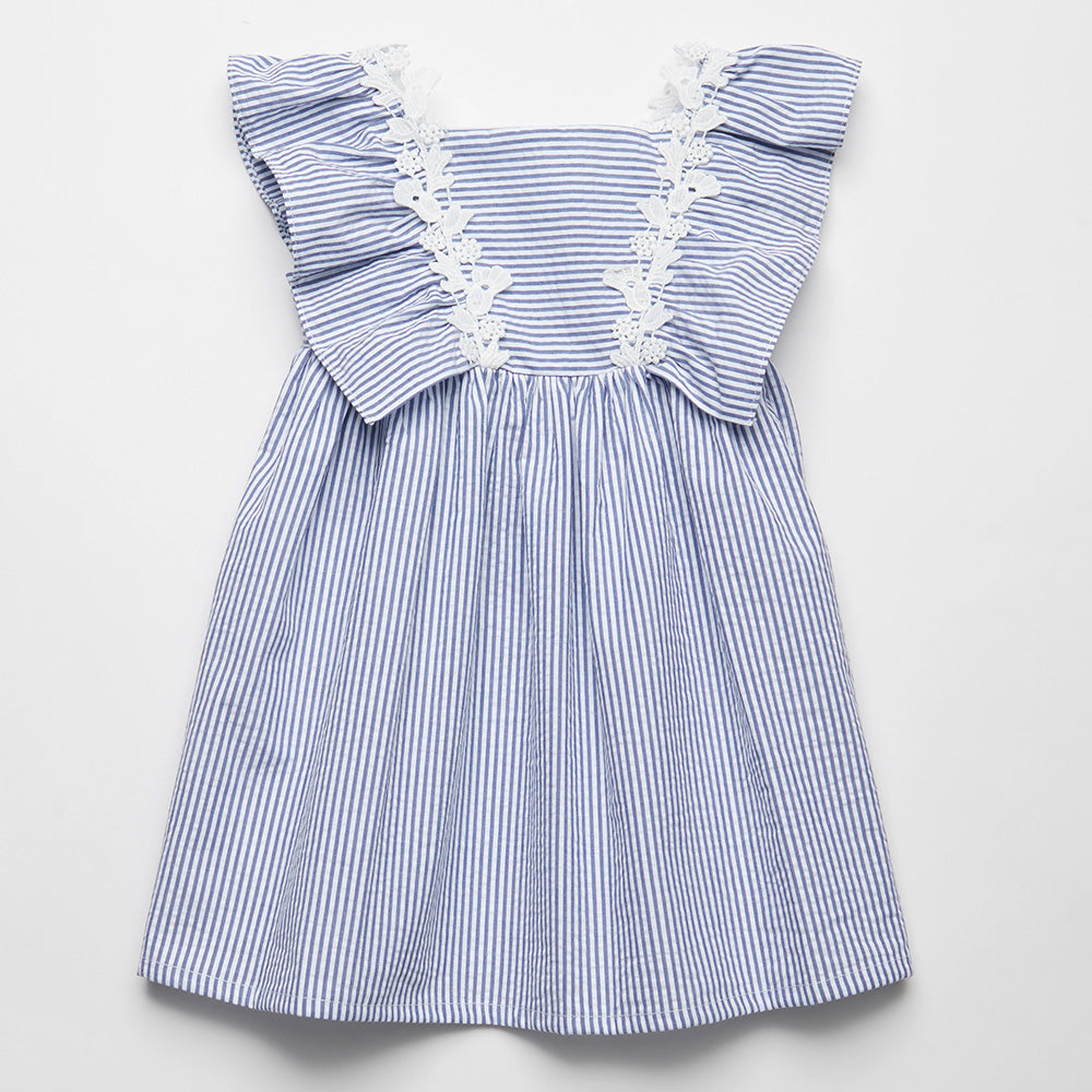 blue white striped dress