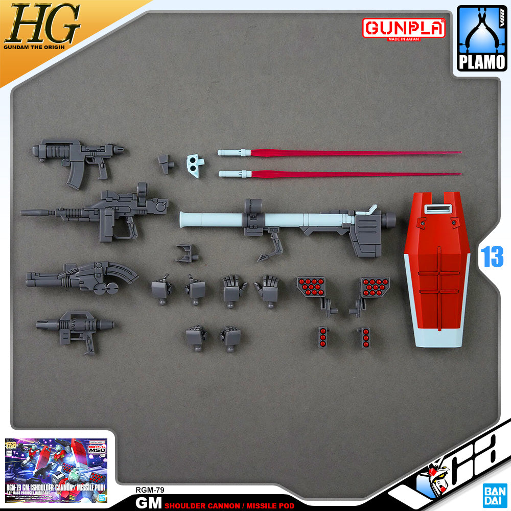 Bandai 高级 The Origin 1/144 HG RGM-79 GM 肩炮导弹吊舱塑料动作玩具 VCA 高达新加坡