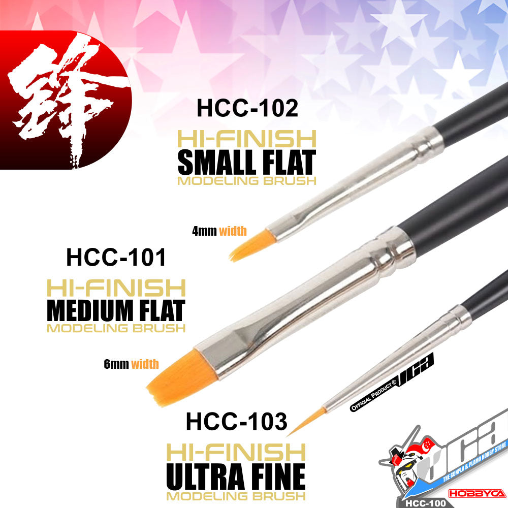 HOBBYCA HCC-100 HI-FINISH MODELING PAINT BRUSH SET 3 PCS VCA GUNDAM SINGAPORE