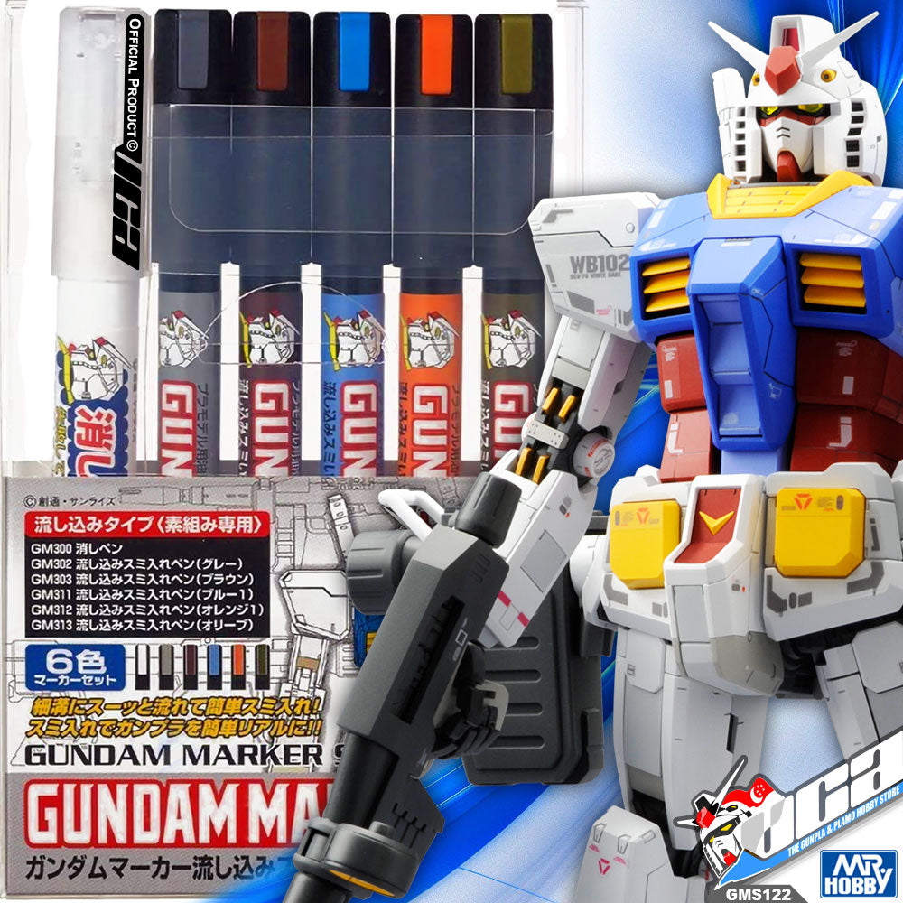 GSI Creos Mr Hobby GM122 GUNDAM MARKER (POUR TYPE PANEL LINE) SET