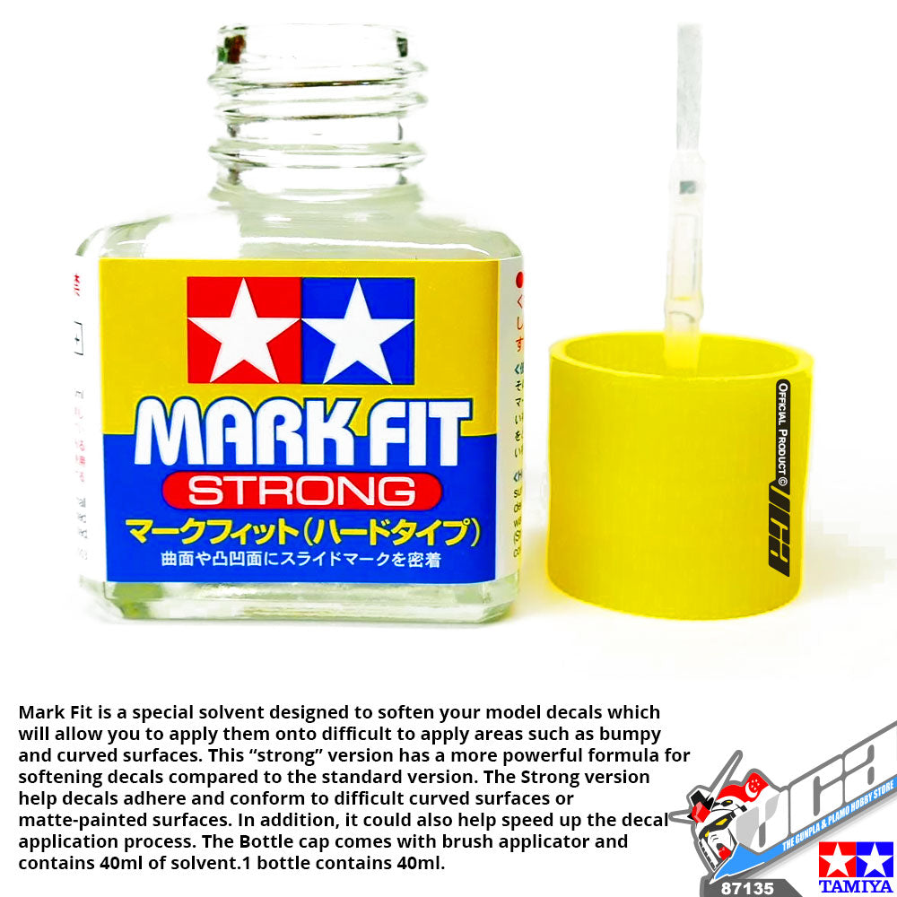 Tamiya 87135 Mark Fit Strong 40ml 适用于贴花 VCA 高达新加坡