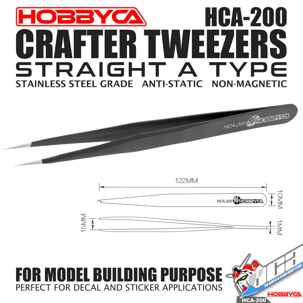 HOBBYCA HCA-200 CRAFTER TWEEZERS STRAIGHT A TYPE PLASTIC MODEL DECAL STICKER VCA GUNDAM