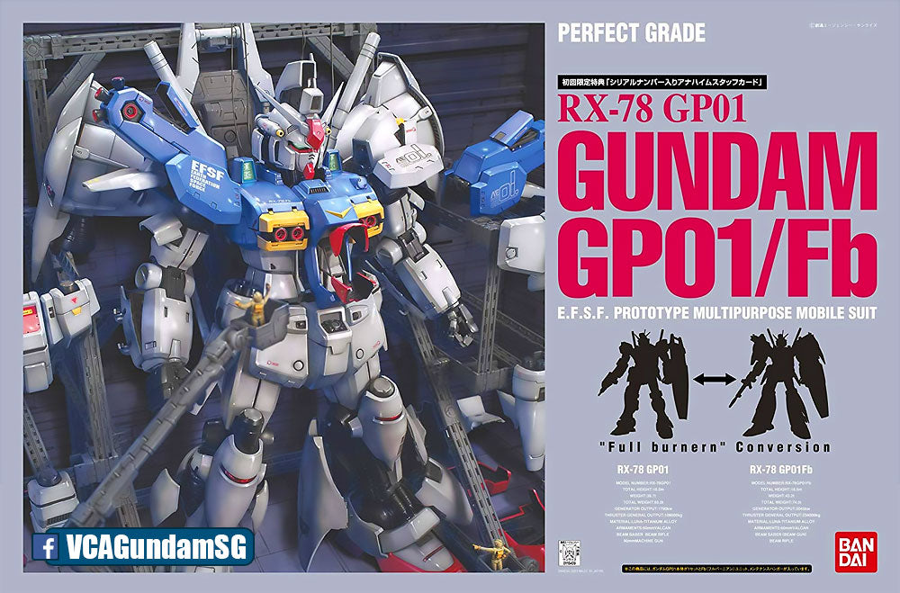 Bandai® Gunpla Perfect Grade (PG) GUNDAM GP01/FB 包装盒艺术