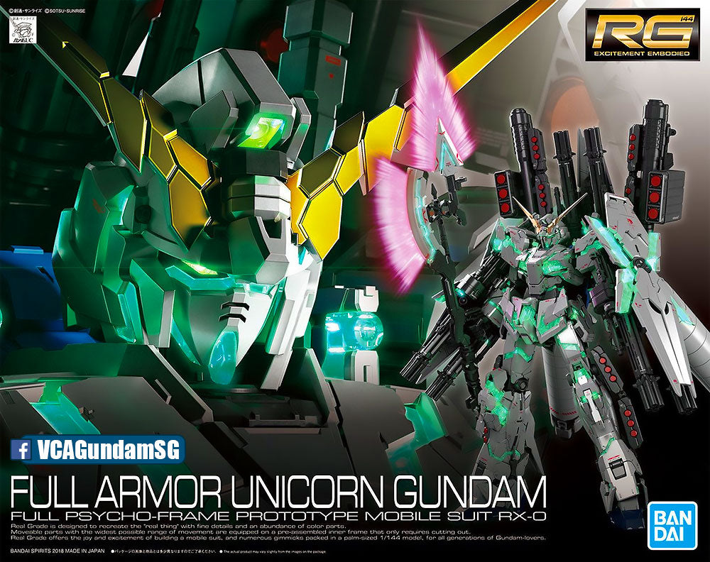 Bandai® Gunpla Real Grade (RG) FULL ARMOR UNICORN GUNDAM Box Art