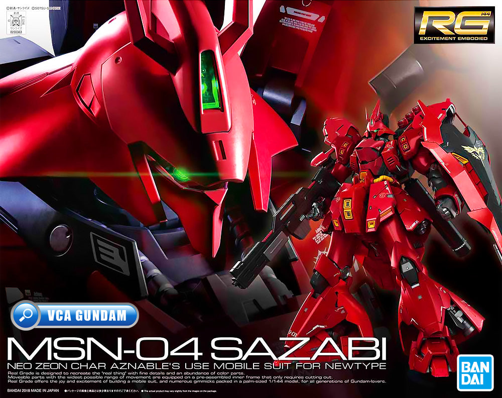 Bandai Gunpla Real Grade 1/144 RG MSN-04 SAZABI Plastic Model Kit Toy VCA Gundam Singapore