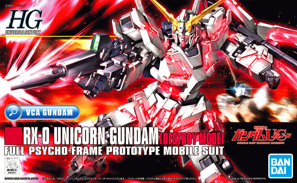 Bandai Gunpla High Grade Universal Century 1/144 HG RX-0 Unicorn Gundam Destroy Mode Plastic Model Action Toy VCA Singapore