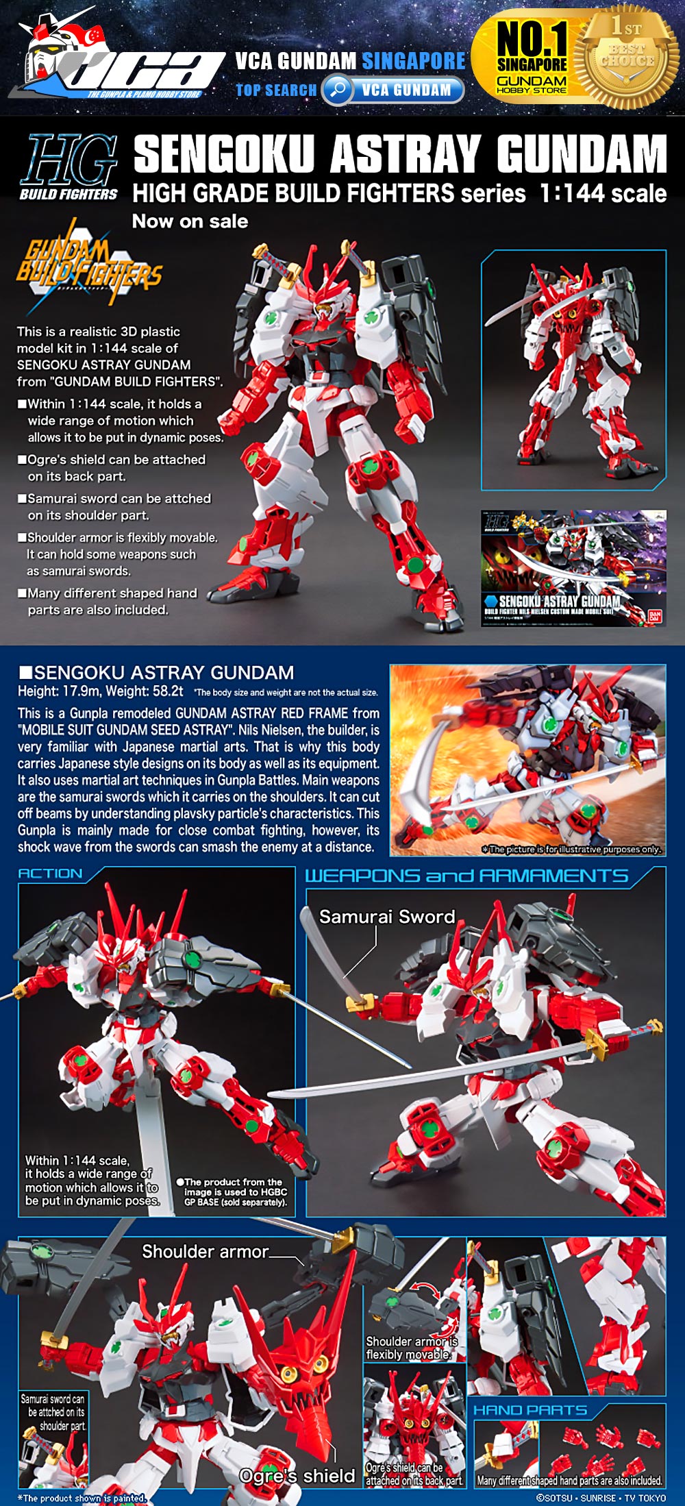 Bandai Gunpla High Grade HG Sengoku Astray Gundam Specifications