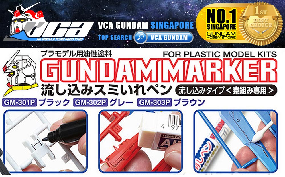 GSI Creos Mr Hobby GM122 GUNDAM MARKER (POUR TYPE PANEL LINE) SET