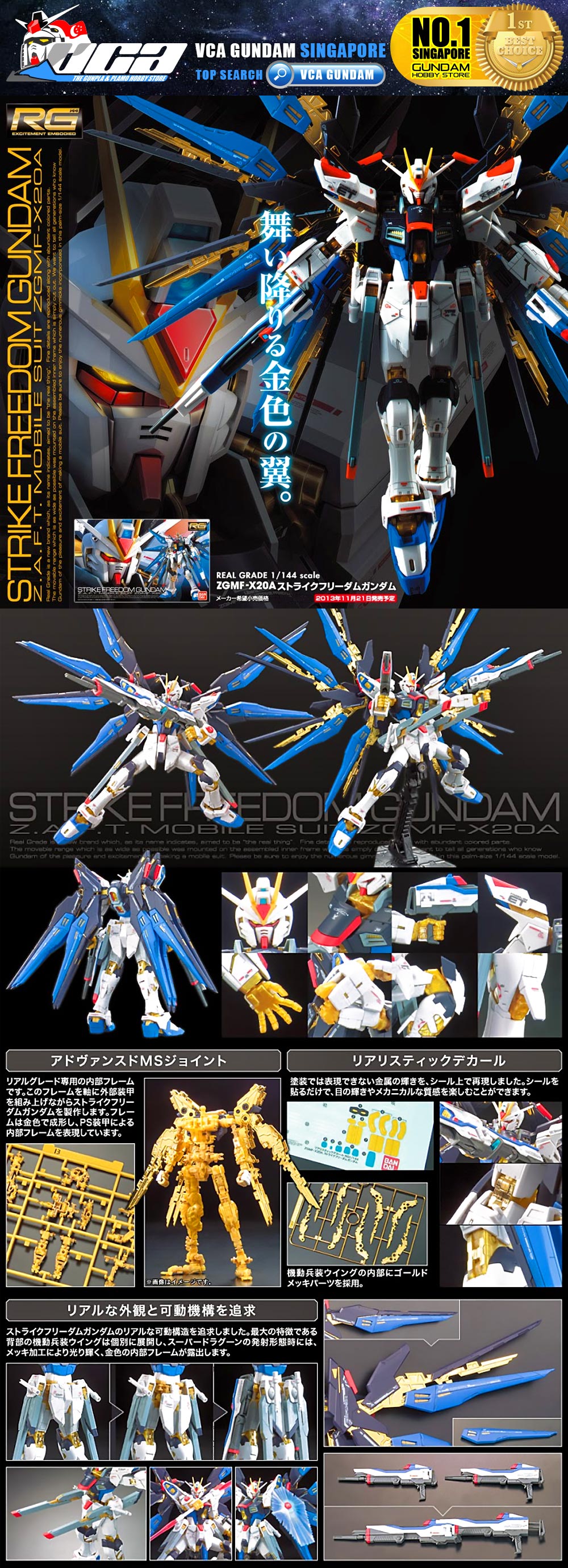 Bandai Real Grade RG ZGMF-X20A Strike Freedom Gundam