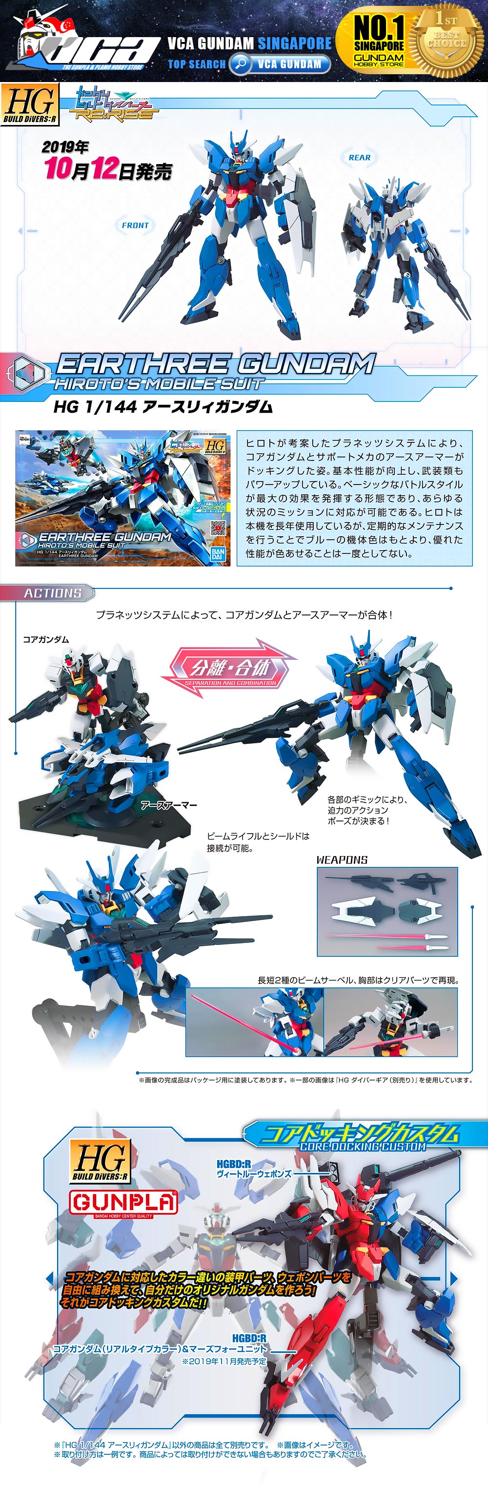 Bandai Gunpla High Grade 1/144 HG Earthree Gundam Specification