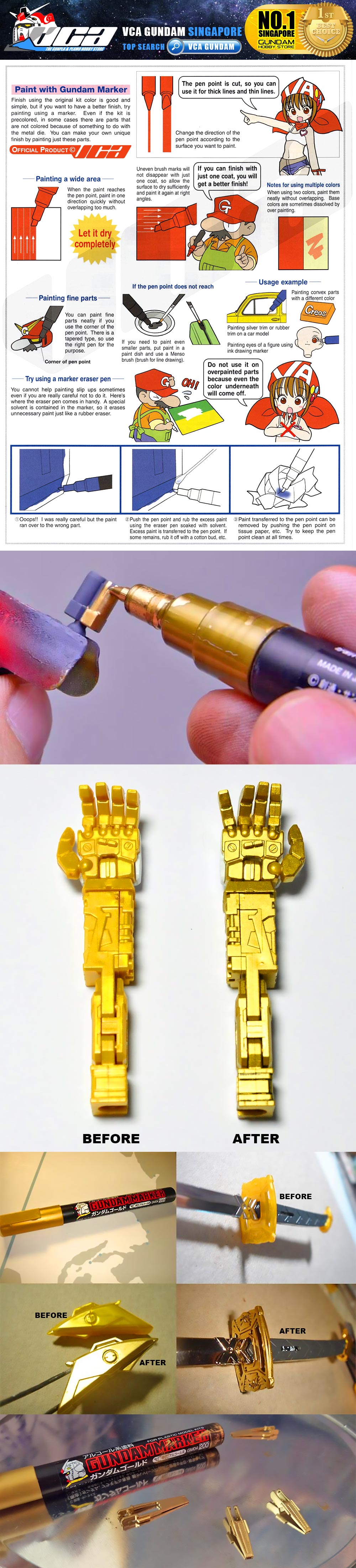 GSI CREOS MR GREY HOBBY GM04 Gundam Marker Painting Pen Gold Metallic