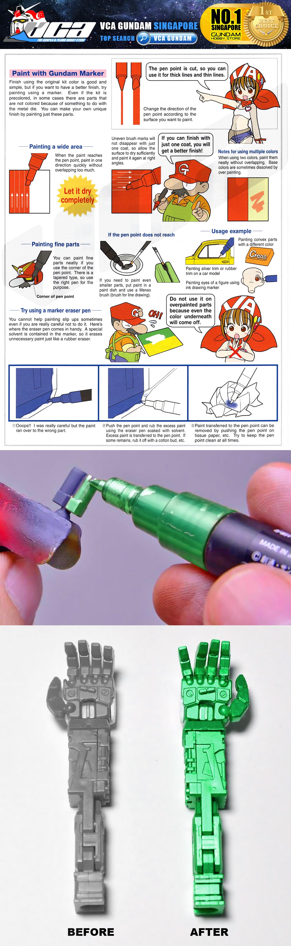 GSI CREOS MR GREY HOBBY GM18 Gundam Marker Painting Pen Green Metallic