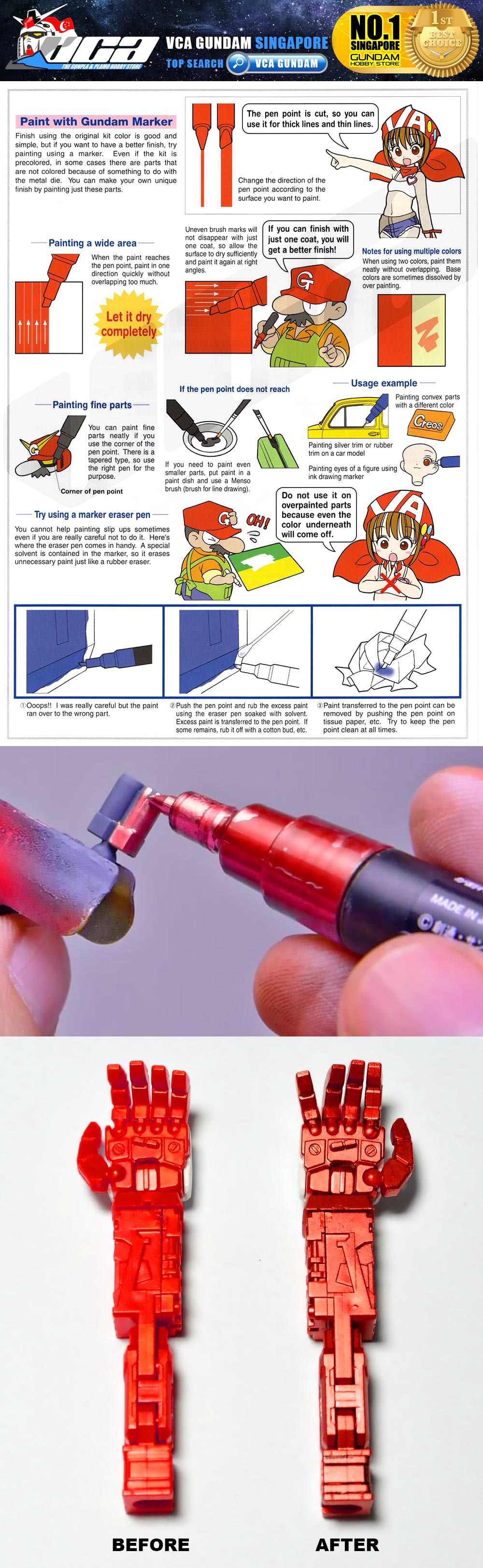 GSI CREOS MR GREY HOBBY GM16 Gundam Marker Painting Pen Red Metallic