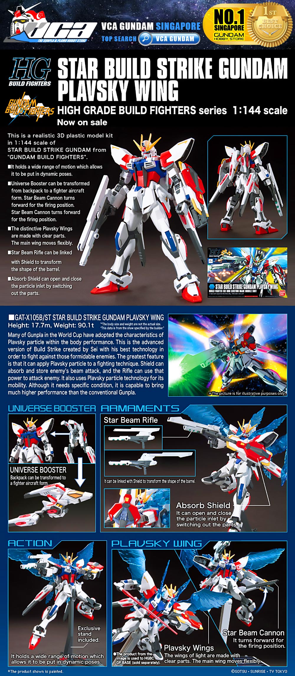 Bandai Gunpla High Grade 1/144 Star Build Strike Gundam Plavsky Wing Specifications