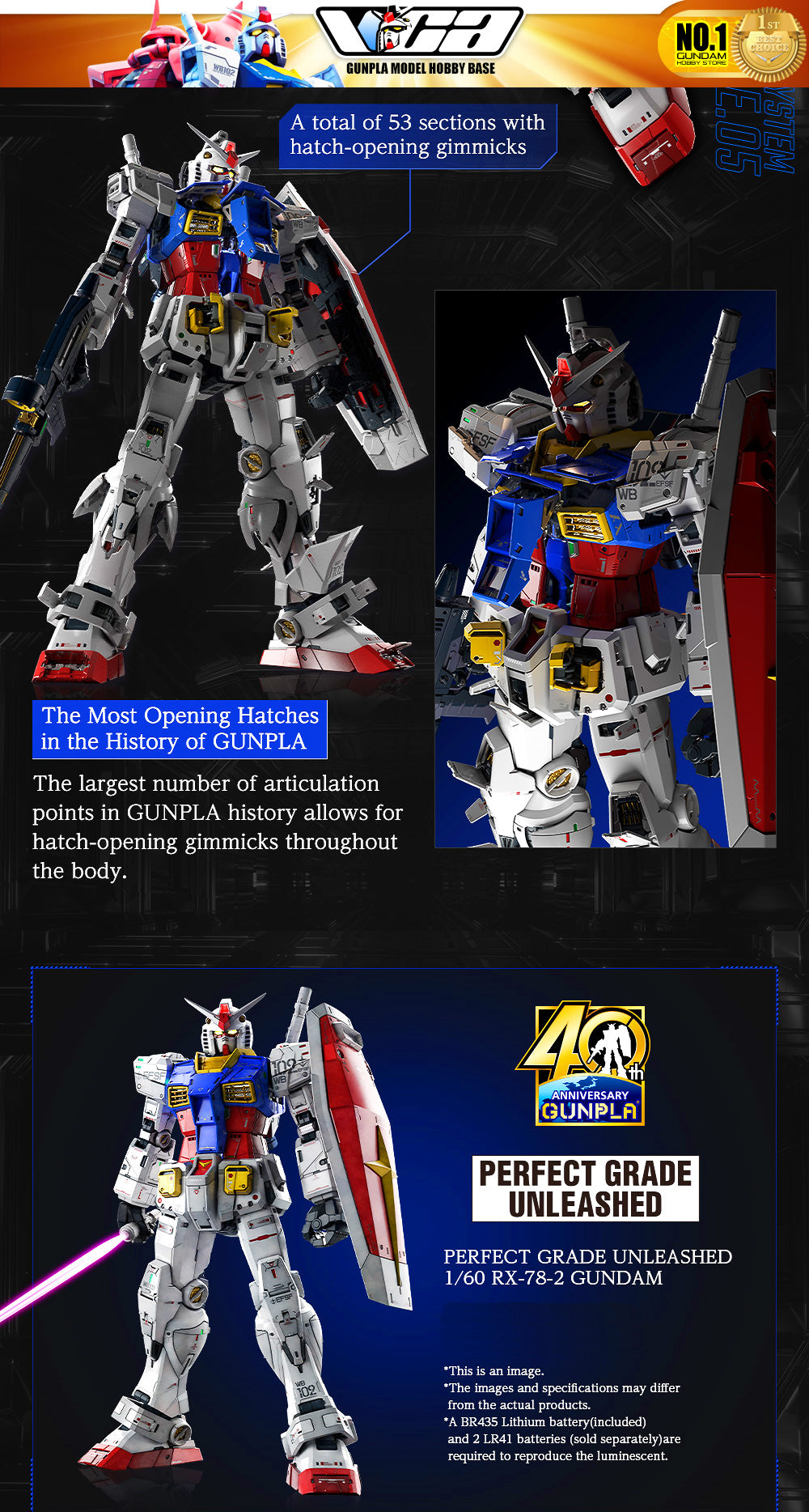 Bandai Gunpla Perfect Grade UNLEASHED PGU RX-78-2 GUNDAM PLASTIC MODEL ACTION TOY VCA SINGAPORE