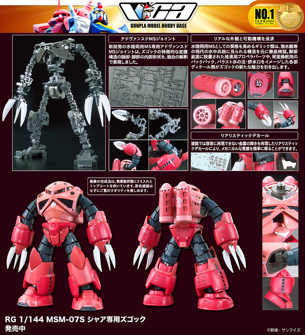 Bandai Real Grade 1/144 RG MSM-07S Z'Gok 塑料模型玩具 VCA 高达新加坡