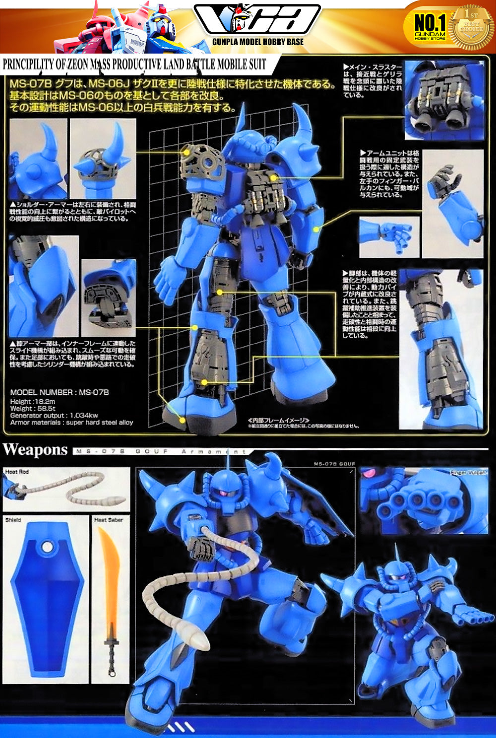 Bandai Gunpla Master Grade 1/100 MG MS-07B GOUF VER 2.0 VCA 高达 新加坡