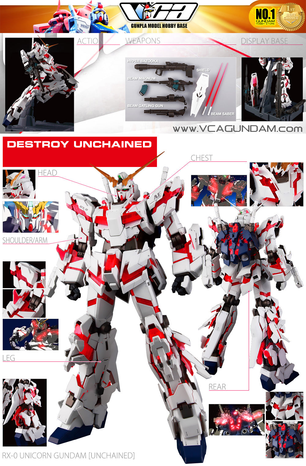 Bandai Gunpla Perfect Grade 1/60 PG RX-0 Unicorn Gundam Plastic Model Action Toy VCA Singapore