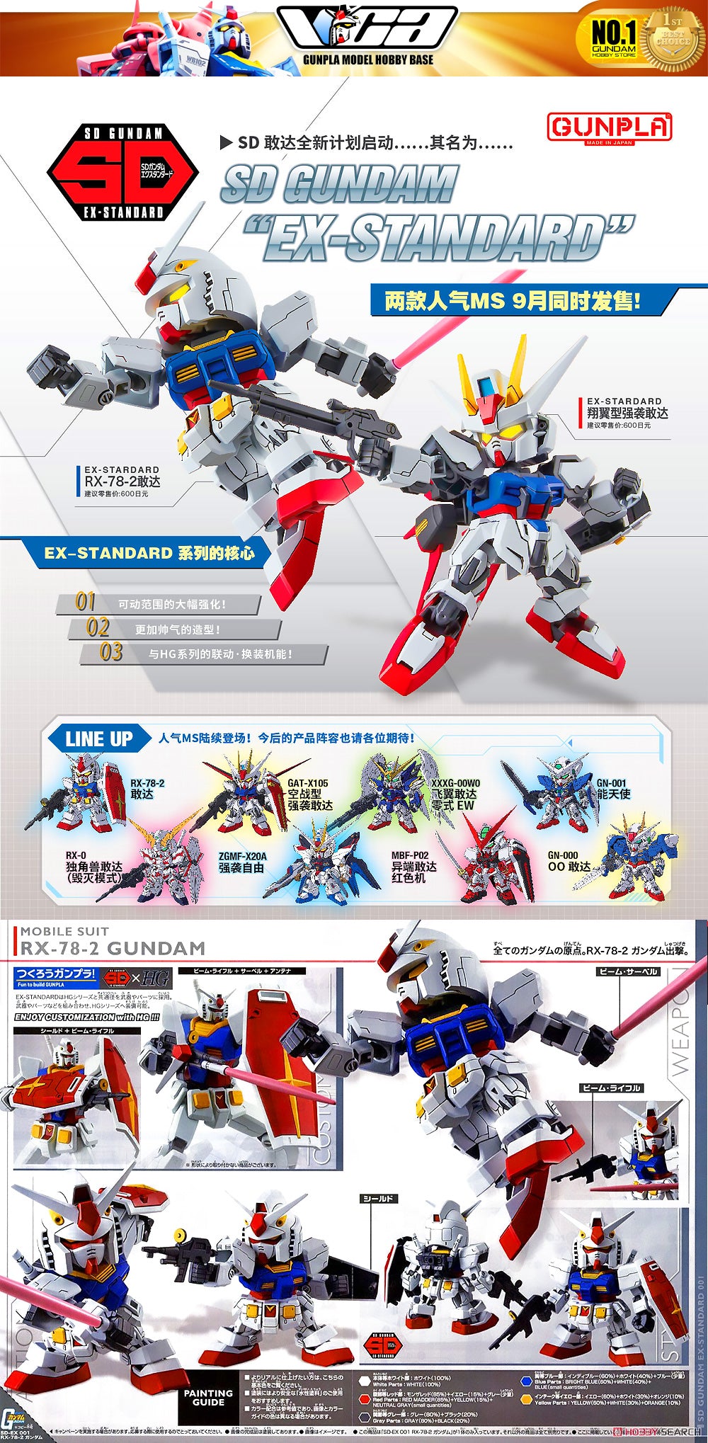 Bandai Gunpla SD Ex-Standard SDEX RX-78-2 Gundam Plastic Model Action Figure Toy Kit VCA Singapore