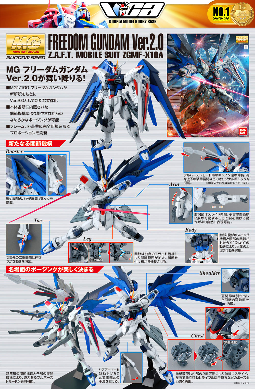 Bandai Gunpla Master Grade 1/100 MG Freedom Gundam Ver 2.0 塑料模型玩具 VCA Singapore