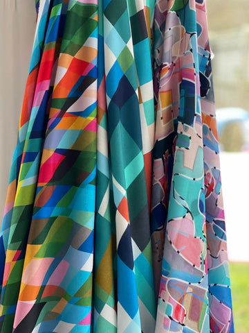 Dashwood Studio colourful circle line rayon fabrics 
