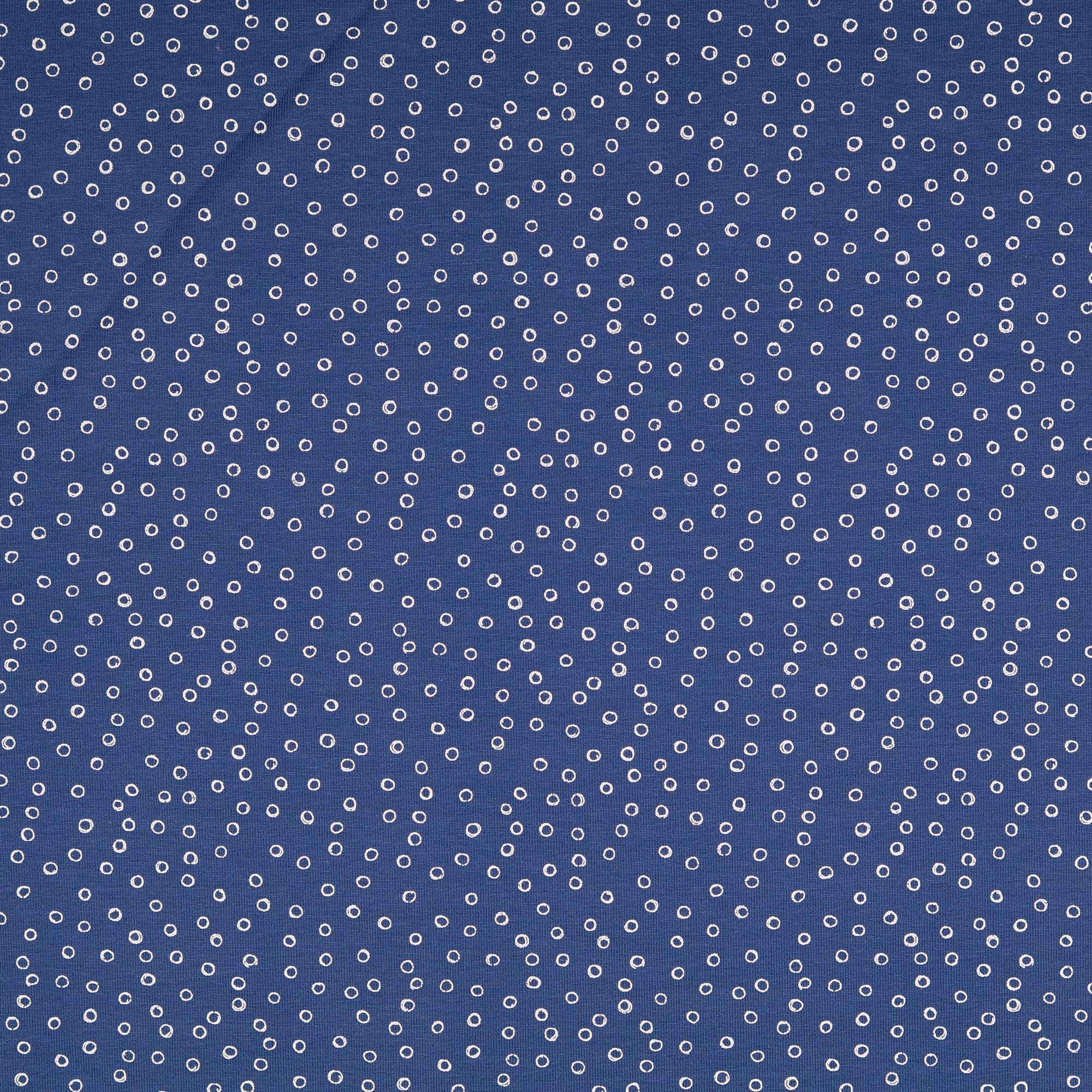 Doodle Circles Blue Cotton Jersey Fabric