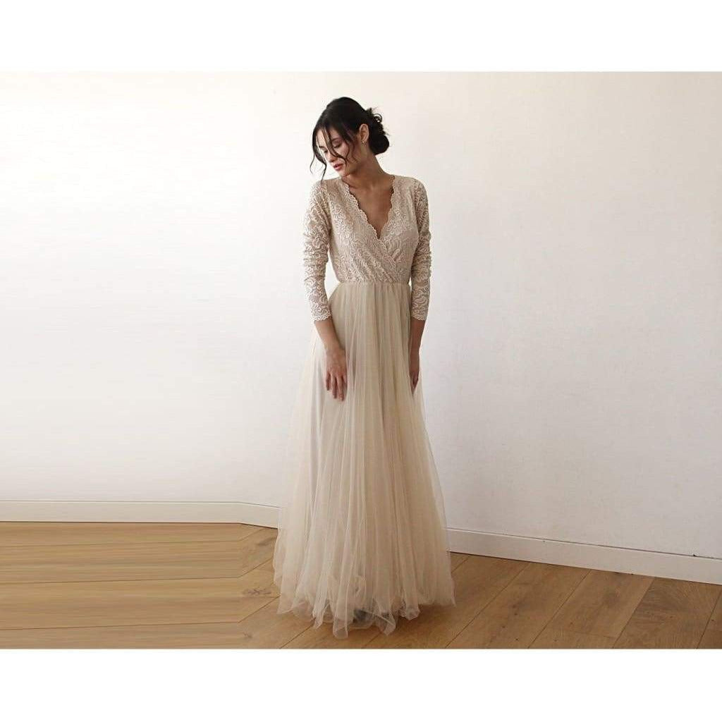 ivory maxi dress long sleeve