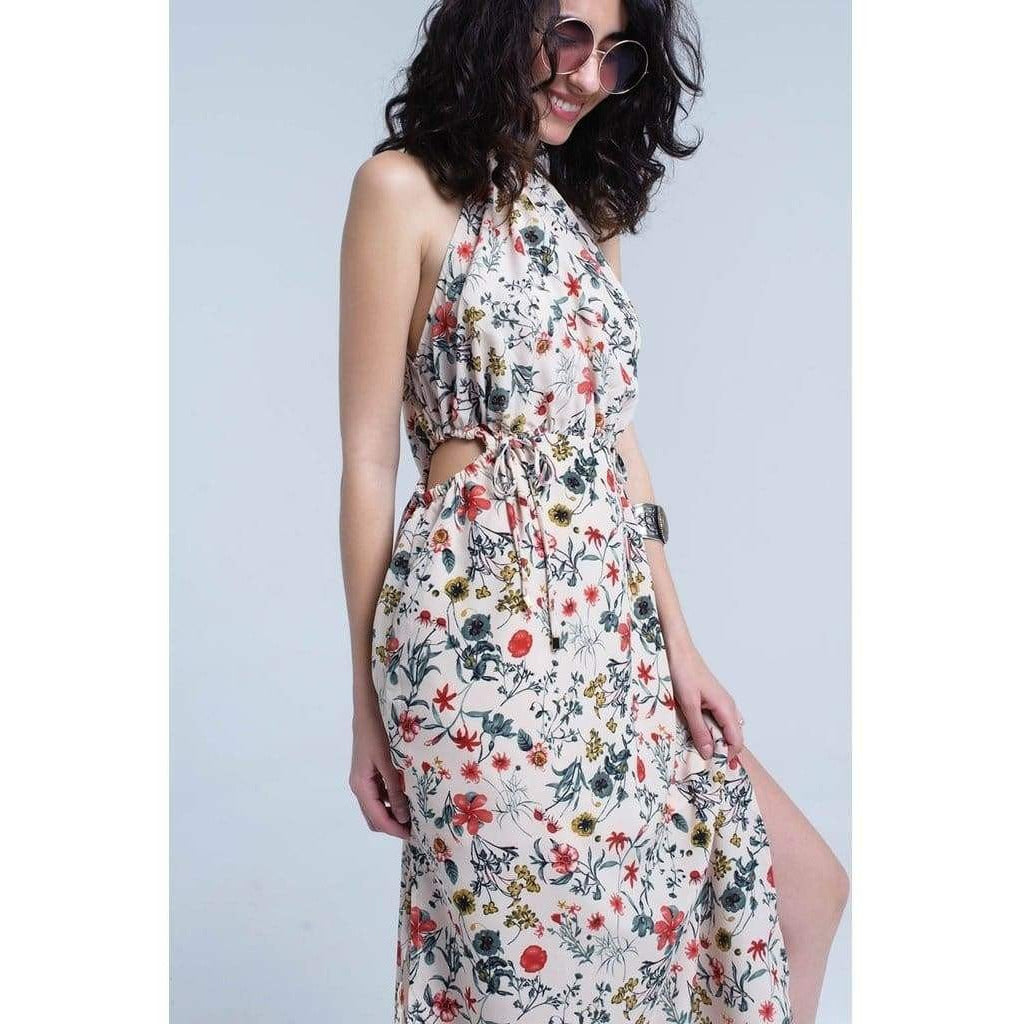 floral halter midi dress