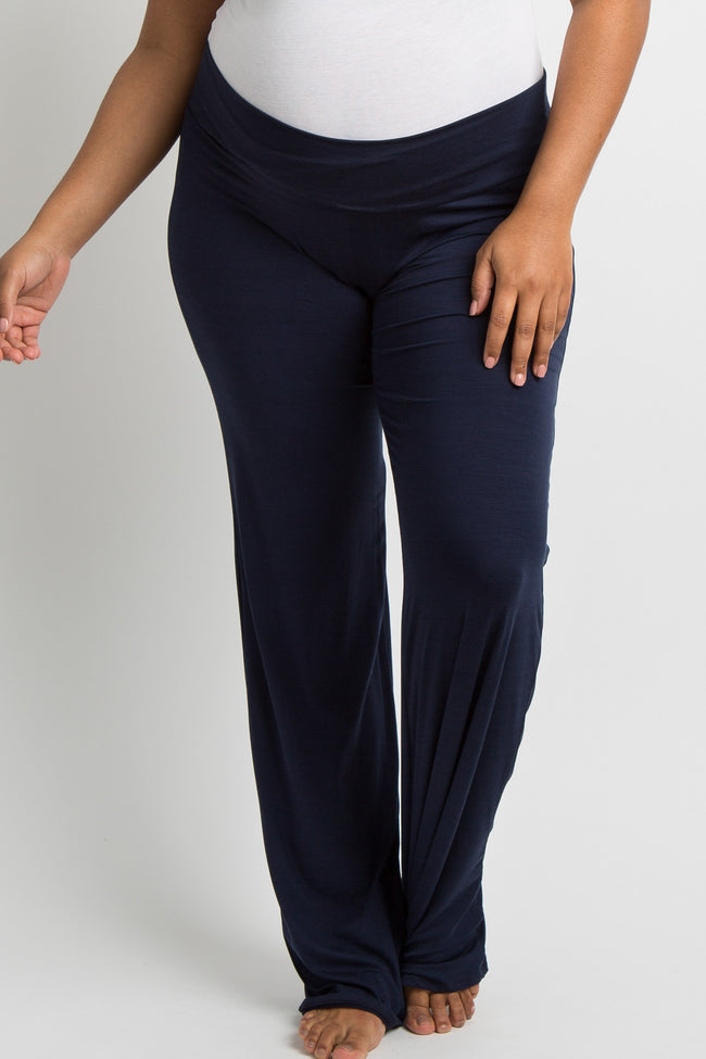 Fold Over Yoga Lounge Stretch Pants Women | Contrasting High Waist Loose  Pregnancy Pant Plus (P8)