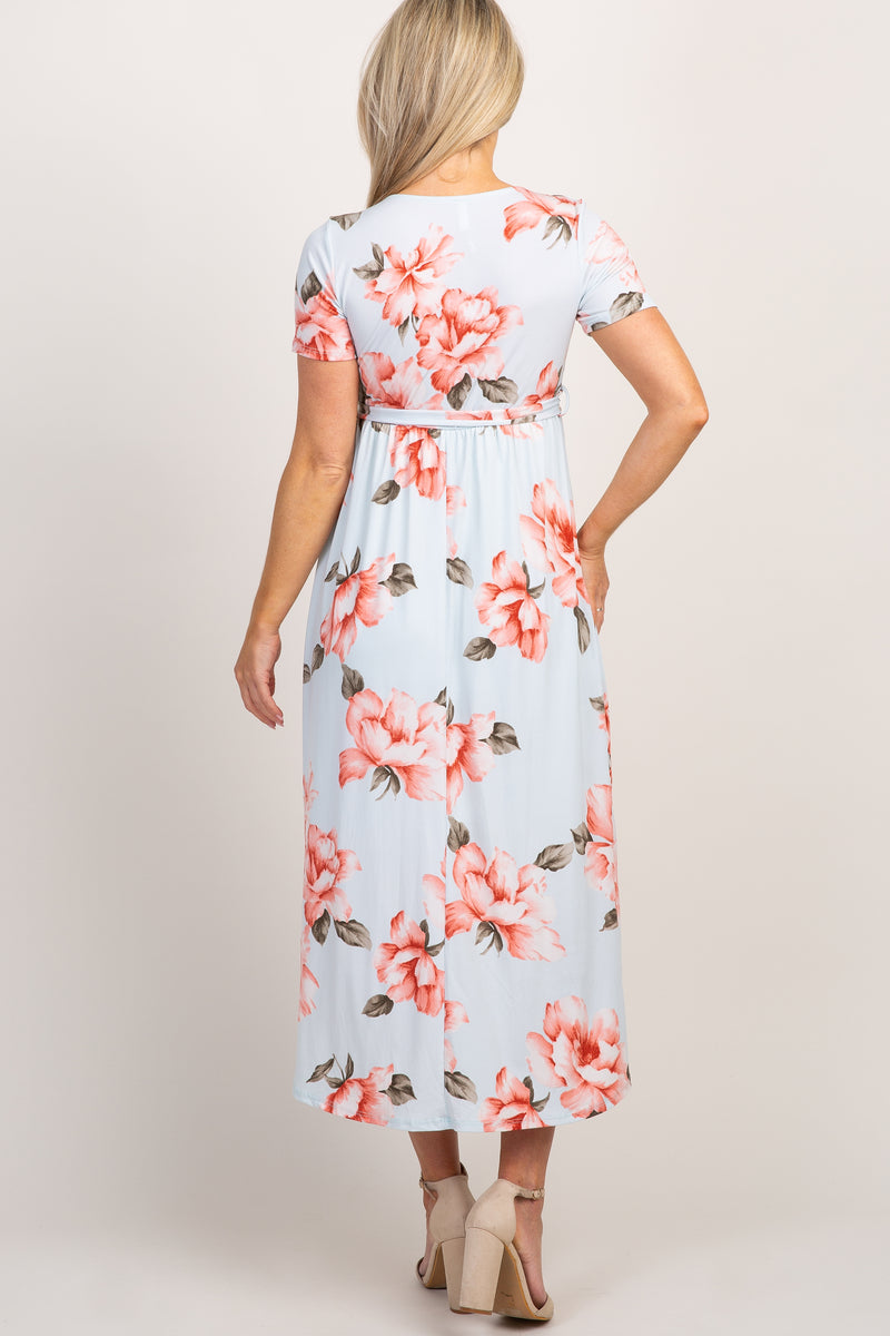 maxi light blue maternity dress